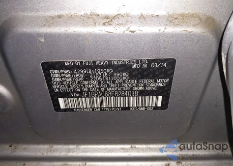 2014 Subaru Impreza 2.0I Premium z USA, uszkodzony, nr VIN JF1GPAC68E8284038